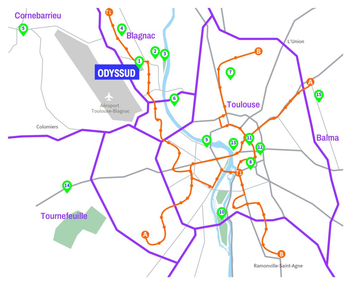 Carte des différentes lieux de spectacles HLM